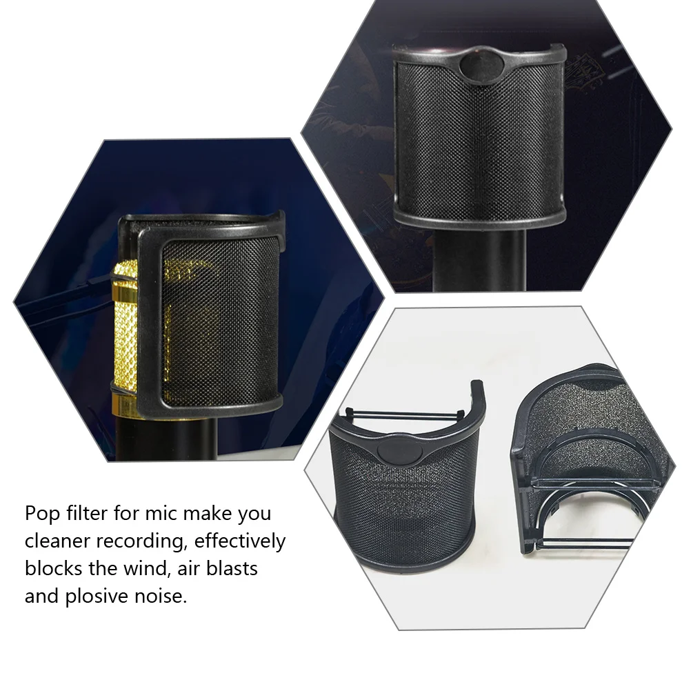 

Filter Mic Microphone Wind Cover Protector Noise Reduction Pop Portable Black Windscreen