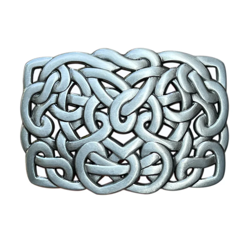 Zinc alloy Celtic knot woven leather belt buckle with western style design