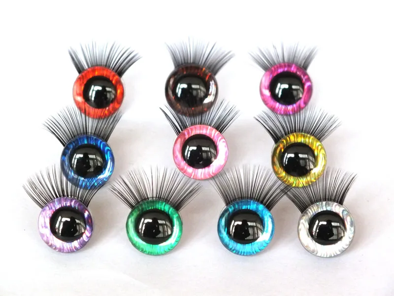 5Pair 12-18mm Doll Eyes With Eyelashes For  Accessories Shinning Glitter Plastic Doll Safety Eyes Bear Plush Toys Accessories