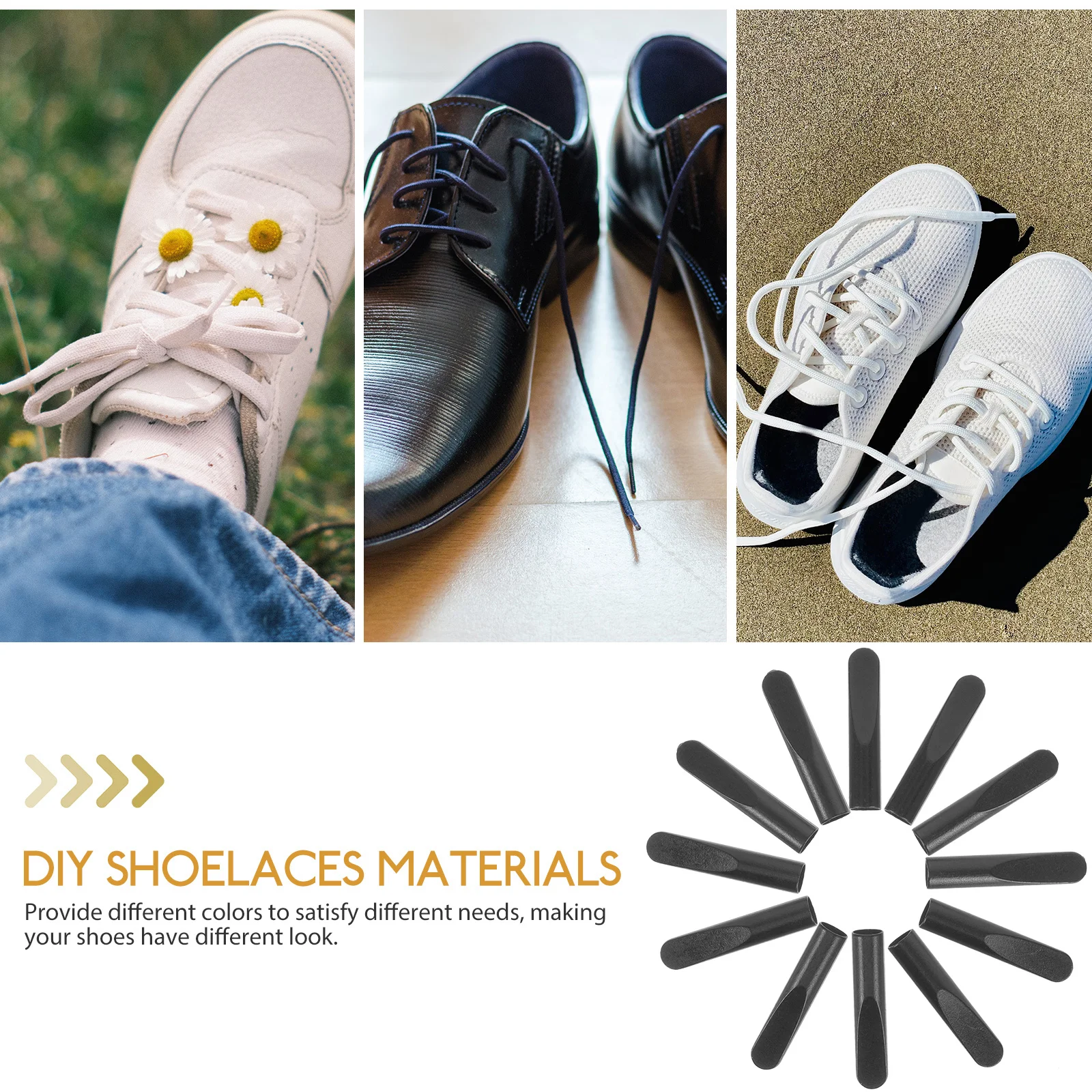 

50pcs Metal Shoelace Tips Replacement Durable Cord Locks For Shoes Clothing Lanyard Fastener Drawstring Ends Accessories