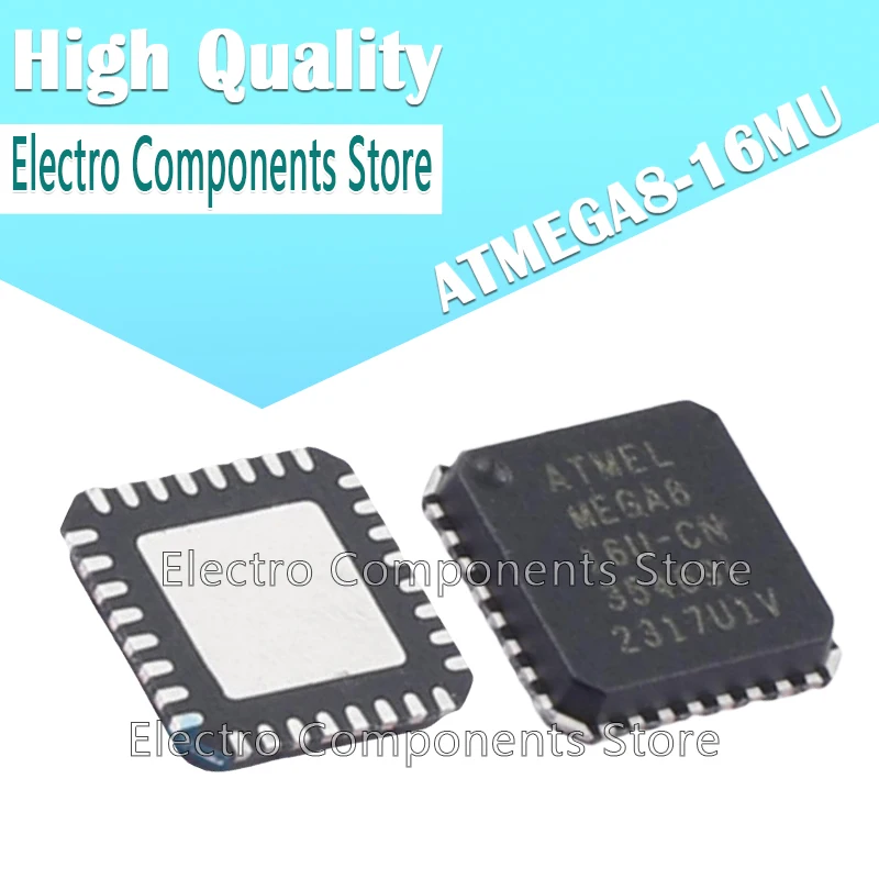 5PCS ATMEGA8-16MU VQFN-32-EP(5x5) 8-bit IC with 8KBytes In-System Programmable Flash 8-bit Microcontroller 16MHz MCU/MPU/SOC