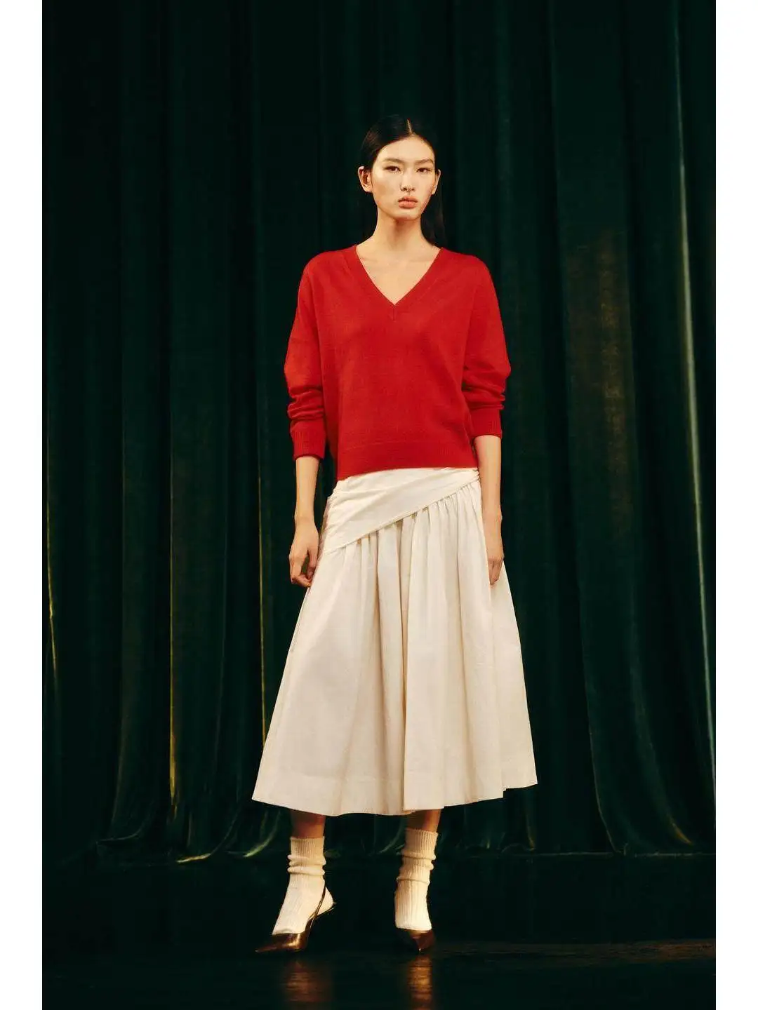 Flared Midi Skirt Layered Design Low Waist Ruffle Decoration Scarf Style 3D Fluffy Cotton Sweet Style Citywalk Spring New