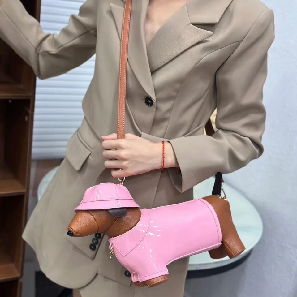 

Creative Sausage Dog Purses and handbags Women Designer Leather crossbody shoulder bag Purse Cute dog shape Evening Party bag