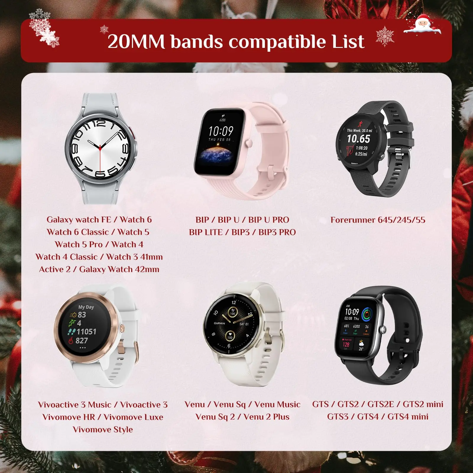 20 مللي متر عيد الميلاد النايلون الفرقة متوافق مع جالاكسي ساعة 7 6 5 4 FE الفرقة 40 مللي متر 44 مللي متر 5 برو 45 مللي متر لساعة جالاكسي 6 4 الكلاسيكية 47 مللي متر