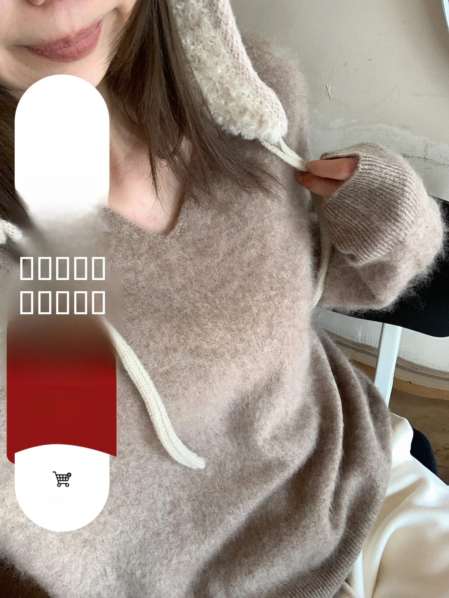 

Winter Knitted Soft Cozy V-Ne T-irt Blue Furry Surface Casual Loose Fit Wool Camere Blend Long Sve Top for Women