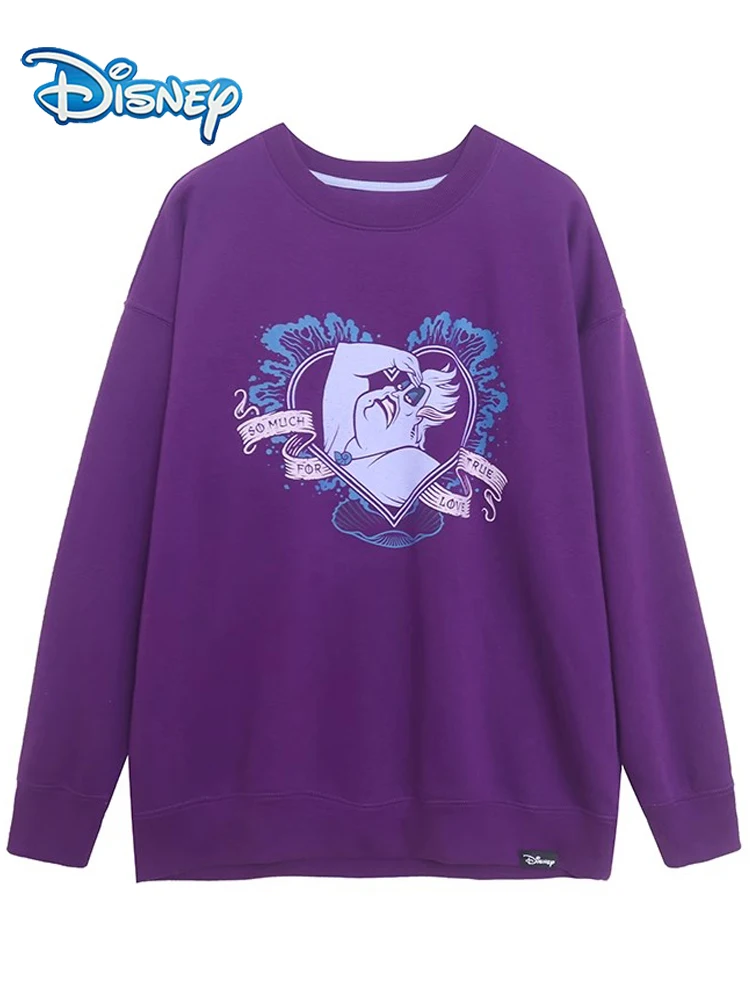Disney Sweatshirt Bösewichte Ursula Cartoon Print Harajuku Frauen Lange Hülse O-ansatz T Lose Beiläufige Jumper Tops Weibliche Streetwear