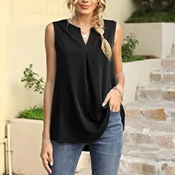 2024 Europe and the United States summer new pure color V sleeveless party wear casual comfortable vest