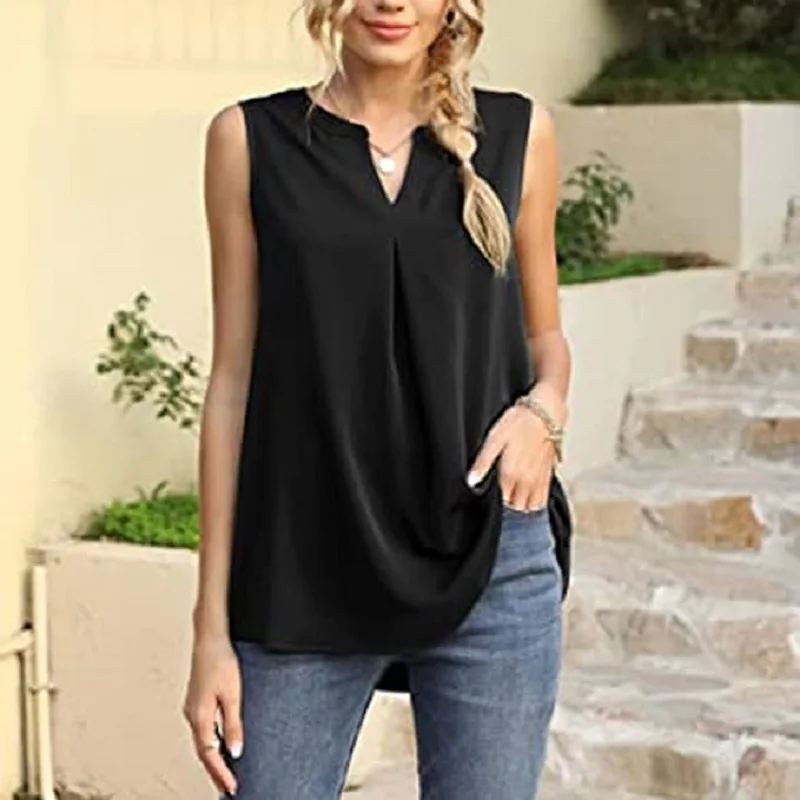 2024 Europe and the United States summer new pure color V sleeveless party wear casual comfortable vest