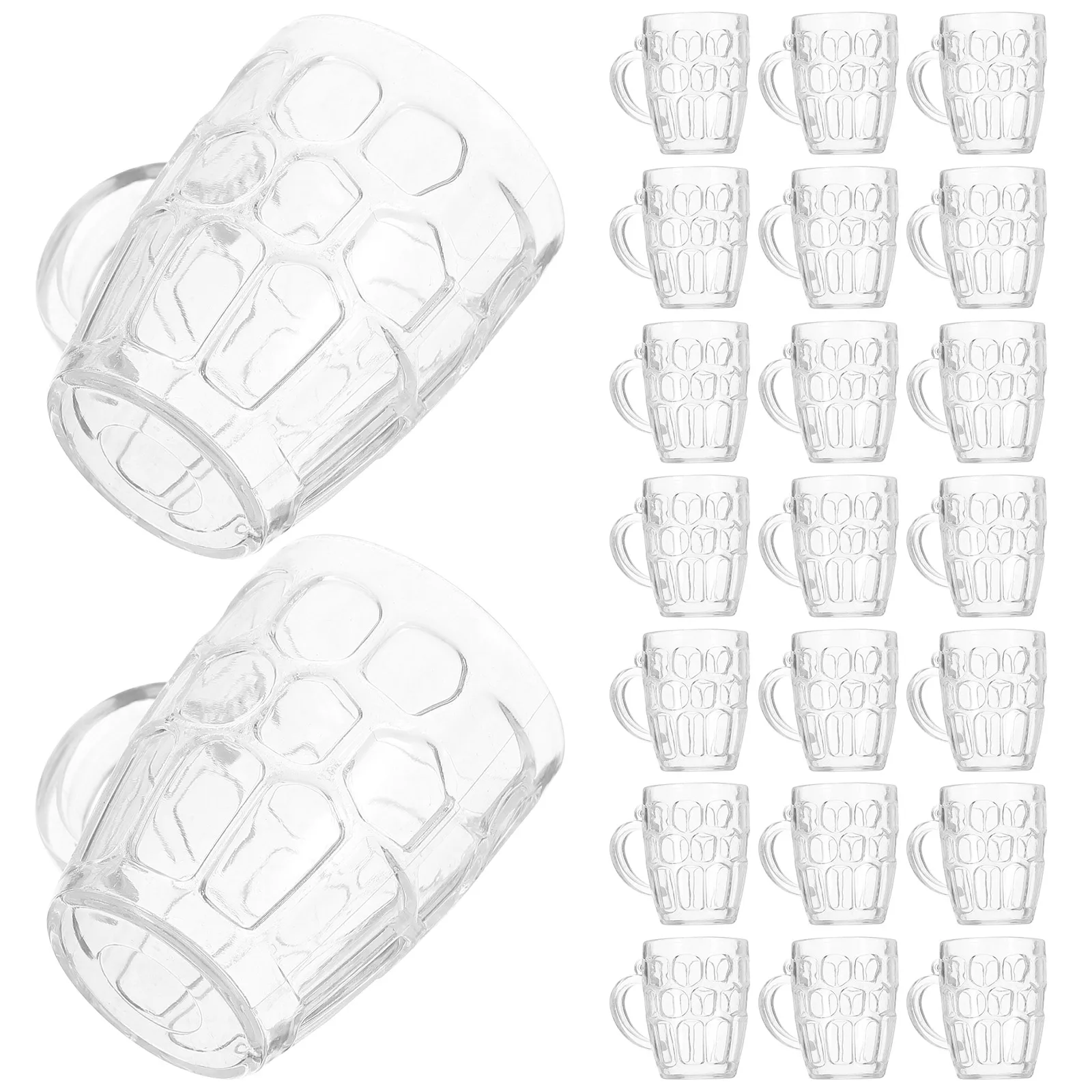 

50 Pcs Mini Beer Cups Transparent Elegant Design for Festivals Weddings Outdoor Parties Barbecues Picnics Easy Clean Lightweight