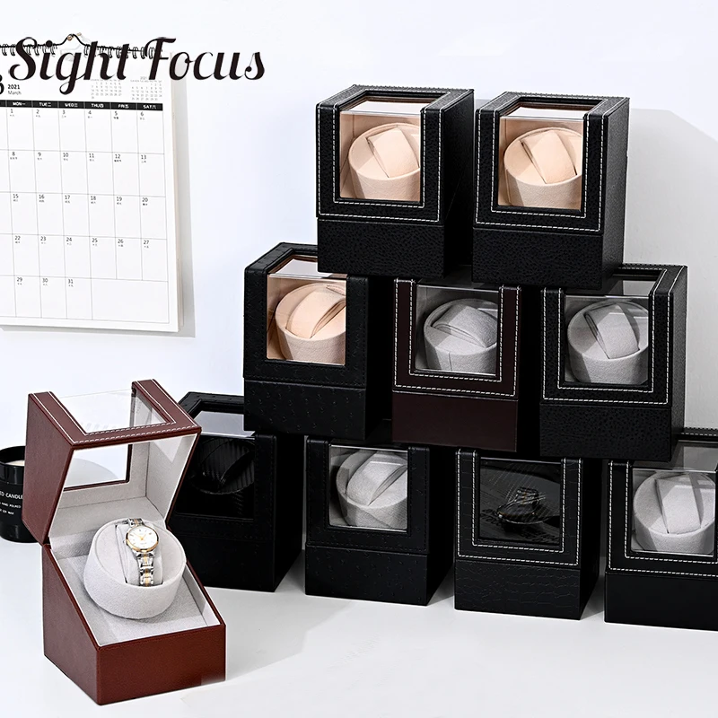 US/EU/JP/EN/AUS Plug Holders Watch Winder Box for Automatic Mechanical Watch Winder Storage Box Self-Wind Clock PU watch Winding