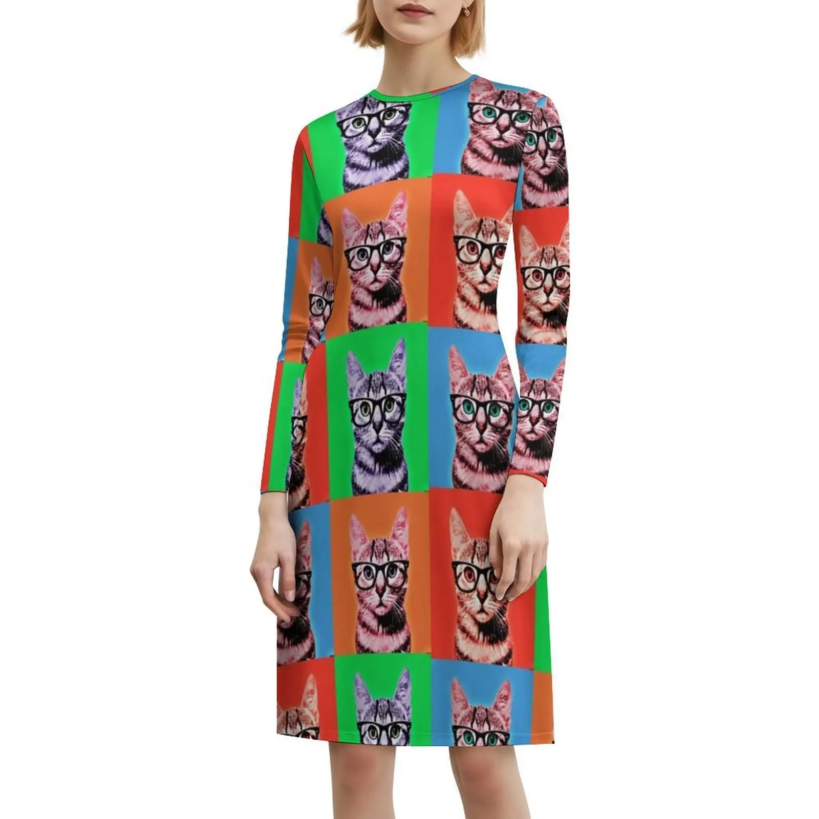 فن البوب المهووس طباعة القط / ديكور المنزل / جدار الفن / فستان الحفلات النسائية ملابس النادي المطبوعة العصرية للإناث مع #6