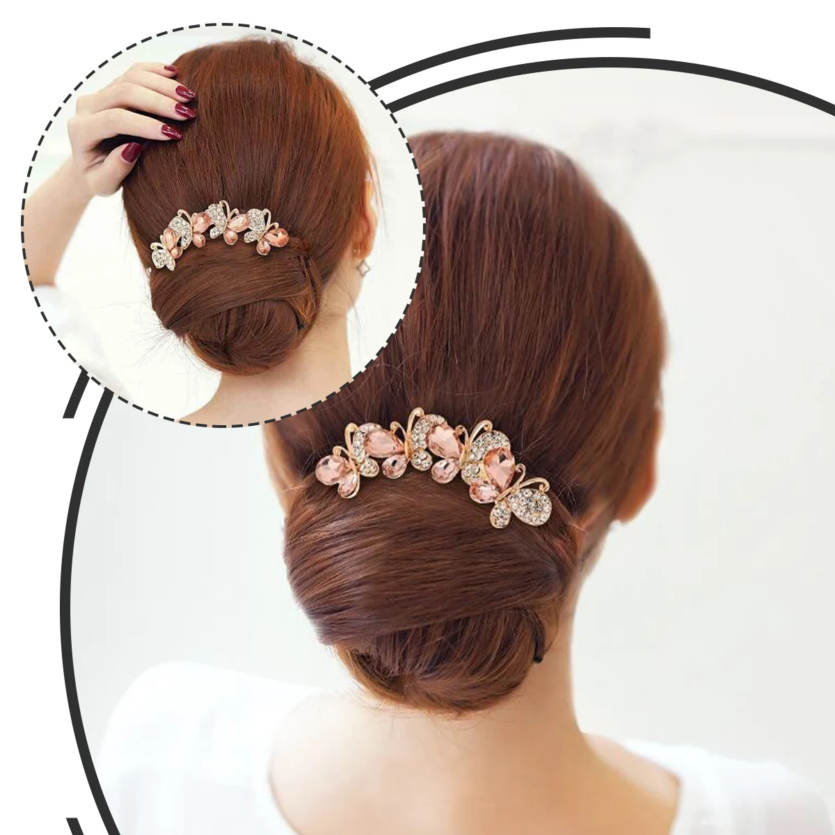 

Заколка для волос со стразами и бабочками, древняя палочка для волос, вилка для волос Hanfu, заколка для волос из сплава для женщин, вечерние, свадебные, повседневная одежда, декор