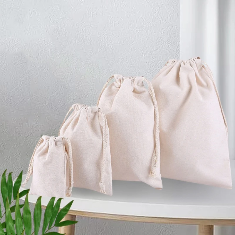

50/100 Pcs/Lot Cotton Drawstring Storage Bags for Gift Package Christmas Party Wedding Craft Packing Plain Pouches