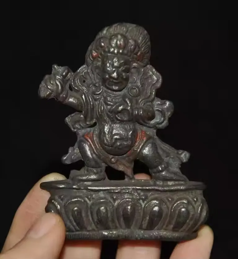 old Tibet Buddhism temple bronze Mahakala Wrathful Deity Buddha Statue Thang-ga