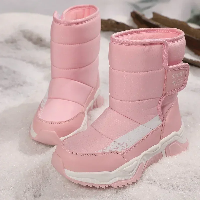 Winter Outdoor Children Boots Princess Elegant Girls Shoes Water Proof Girl Boy Snow Boots Kids Warm High Quality Plush Boots