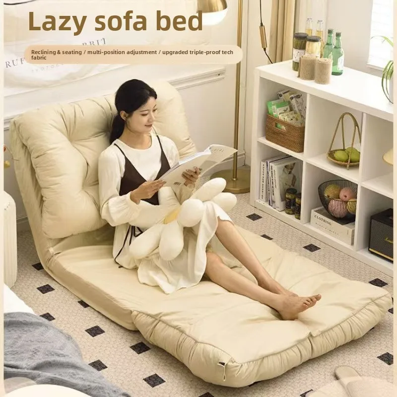 Foldable Lazy Sofa Lie Flat Double Chaise Lounge Tatami Balcony Bedroom Indoor Resting Bean Bag Lounge Chair Floor Sofa