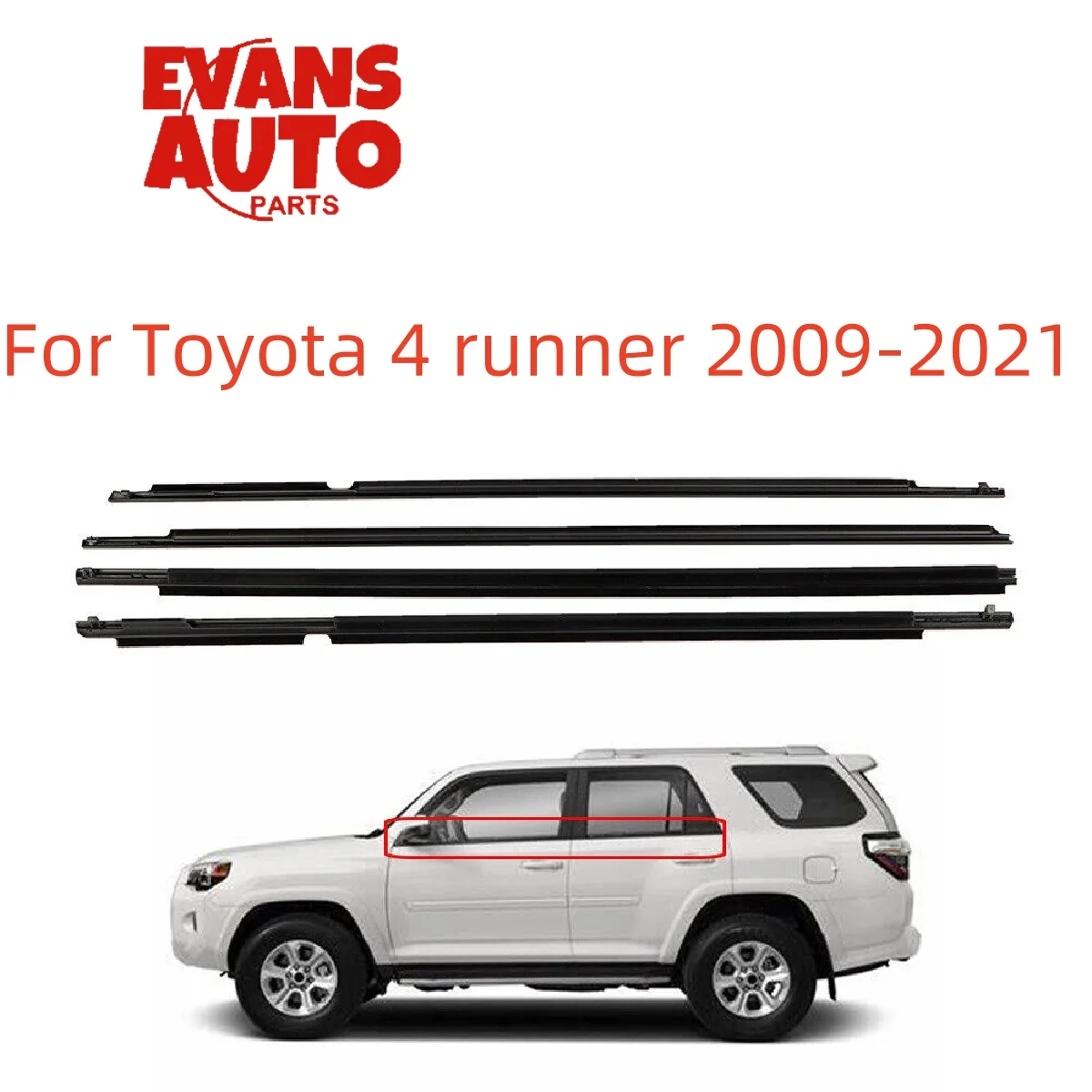 4Pcs Outdoor Car Window Weatherstrip For Toyota 4 runner 2009-2021 Car Weatherstrip Window Moulding Trim