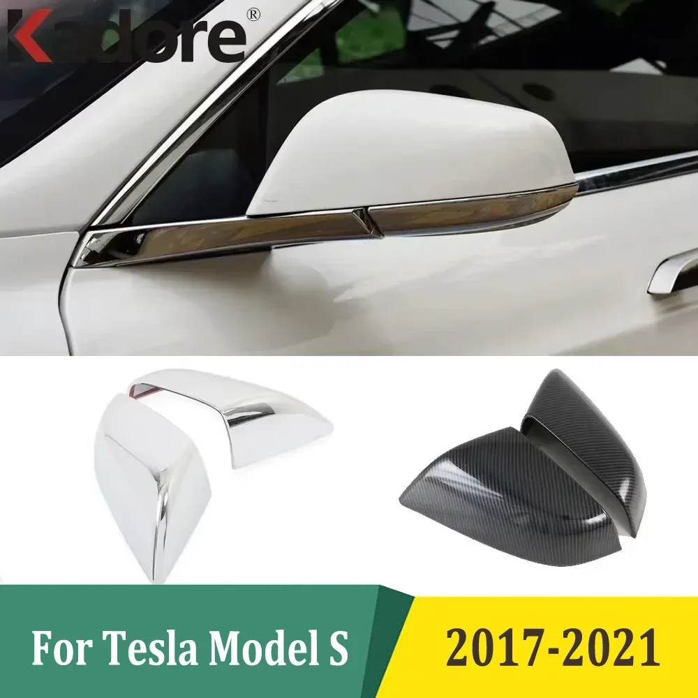 

For Tesla Model S 2017 2018 2019 2020 2021 Chrome Side Door Rearview Mirror Cover Rear Mirrors Protector Trim Car Accessories