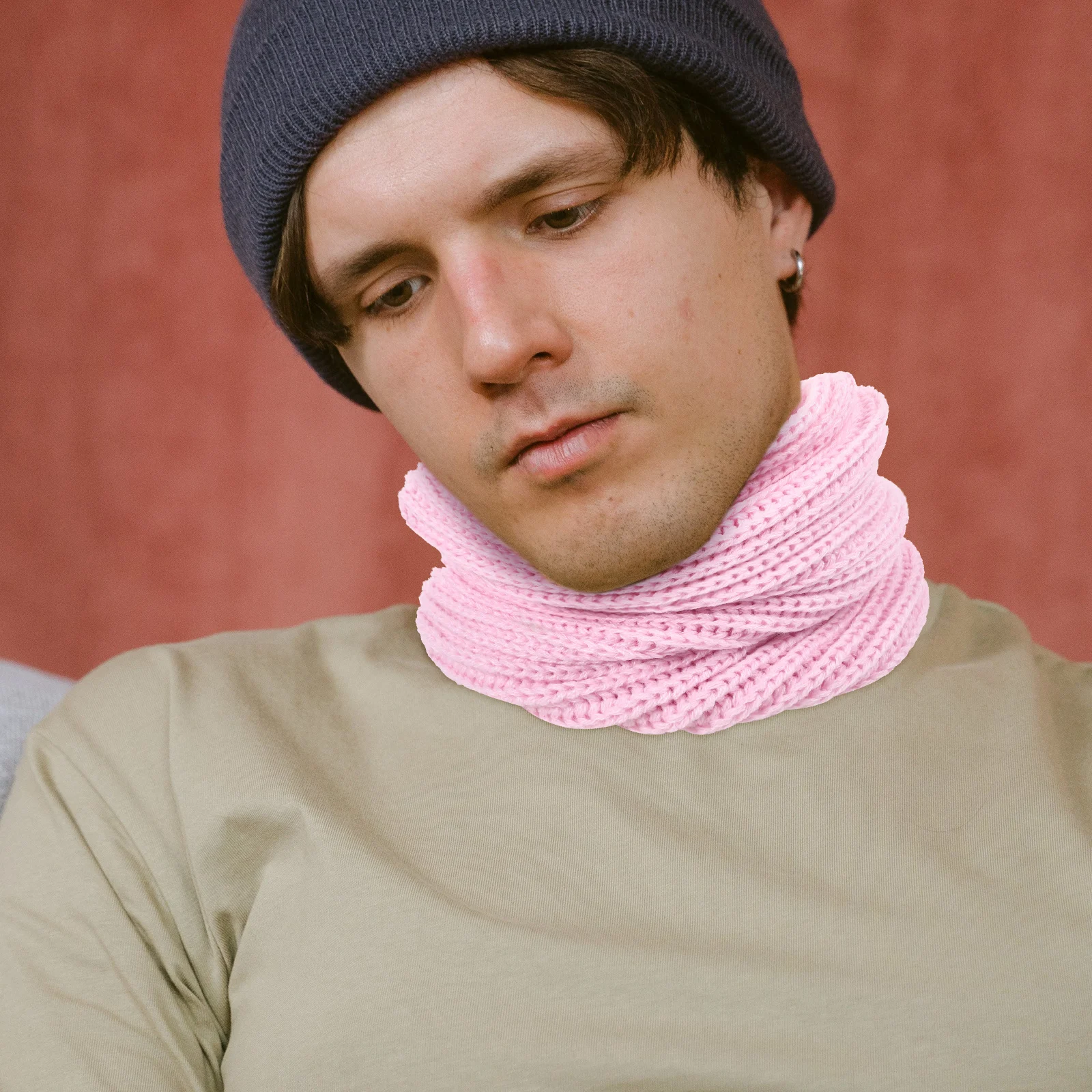 

Pink Small Wool Thick Mens Women Knitted Winter Scarf Woven Scraf Neck Knitted Scarf Wraps Stylish Accessories