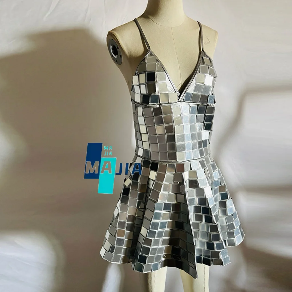 Abito a canotta sexy Abito da discoteca classico da donna con specchio per spettacoli teatrali Eventi da indossare durante le vacanze