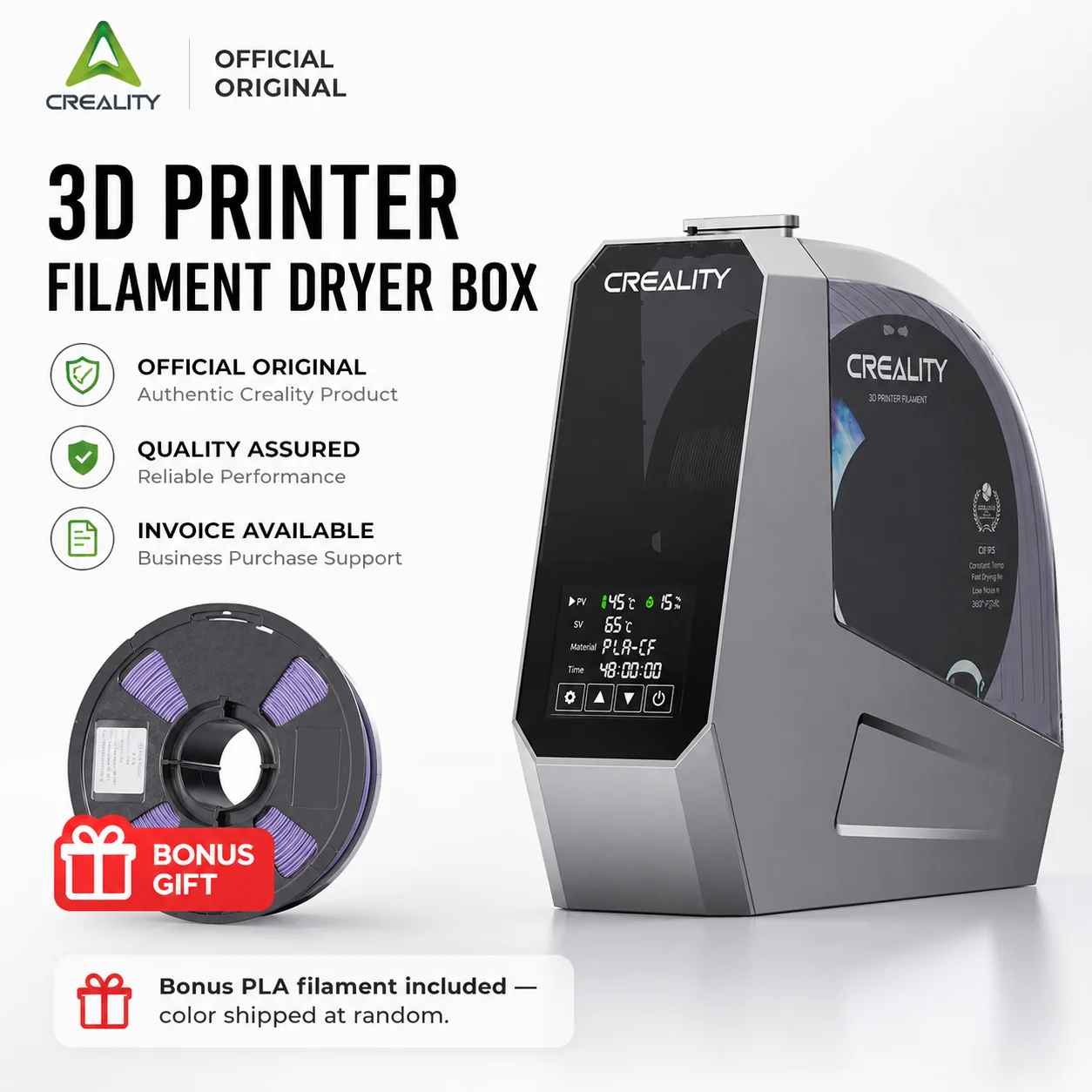 Creality Space Pi Filament Dryer Box Storage Holder 360° PTC Hot-air Heating Real-time Humidity&temperature Monitoring for 1kg