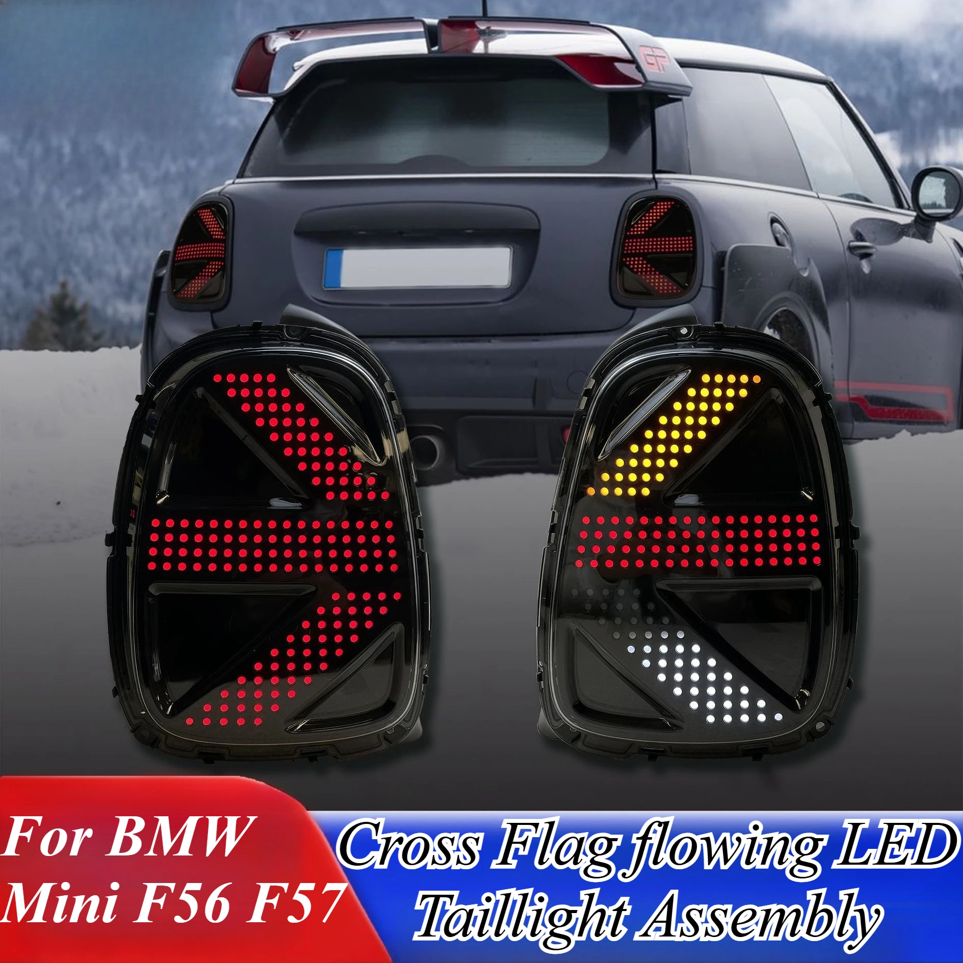 

Для Mini Cooper F56 F57 2014-2023 Светодиодные задние фонари в британском стиле в сборе с британским флагом, последовательный указатель поворота, детали для обновления задней лампы