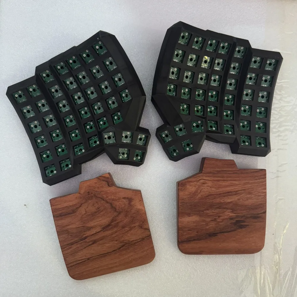 Dactyl Manuform Split Keyboard Kit 6x7 with Wooden Palm Rest Custom Wired Single-mode Welding Switch Mechanical Keyboard Gamer