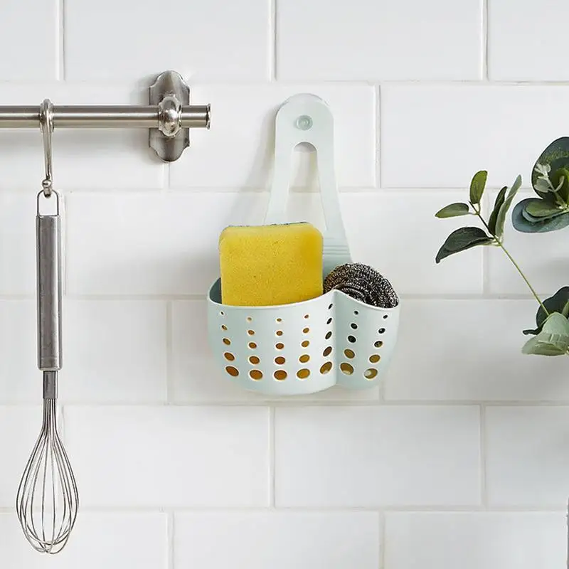 Kitchen Sink Basket Hangable Countertops Strainer Wash Basin Storage Colander TPR Sink Organizer Suction Cup Storage Basket