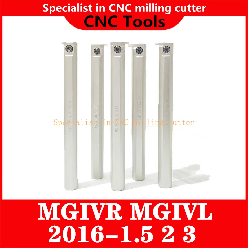 High-End Boring Bar Cutter Tool Holder, Slotting Largura, 1.5mm, 2mm, 3mm, MGIVR2016-1.5 mm, MGIVR2016-2