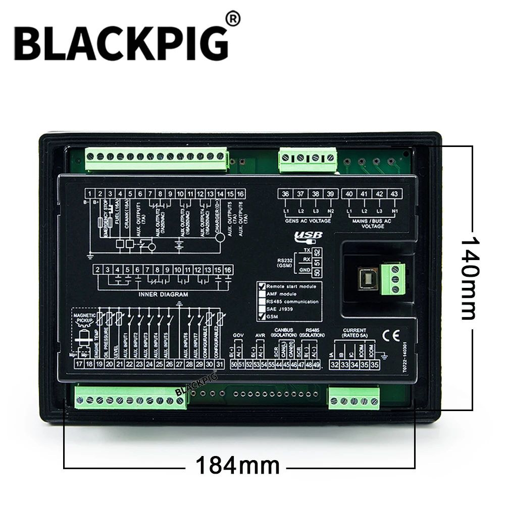 Imagem -03 - Lixise Controlador Gerador Diesel Amf Módulo de Controle Auto Start Gsm Gprs com Usb Rs232 Genconjunto Parts Lxc7110 Lxc7120