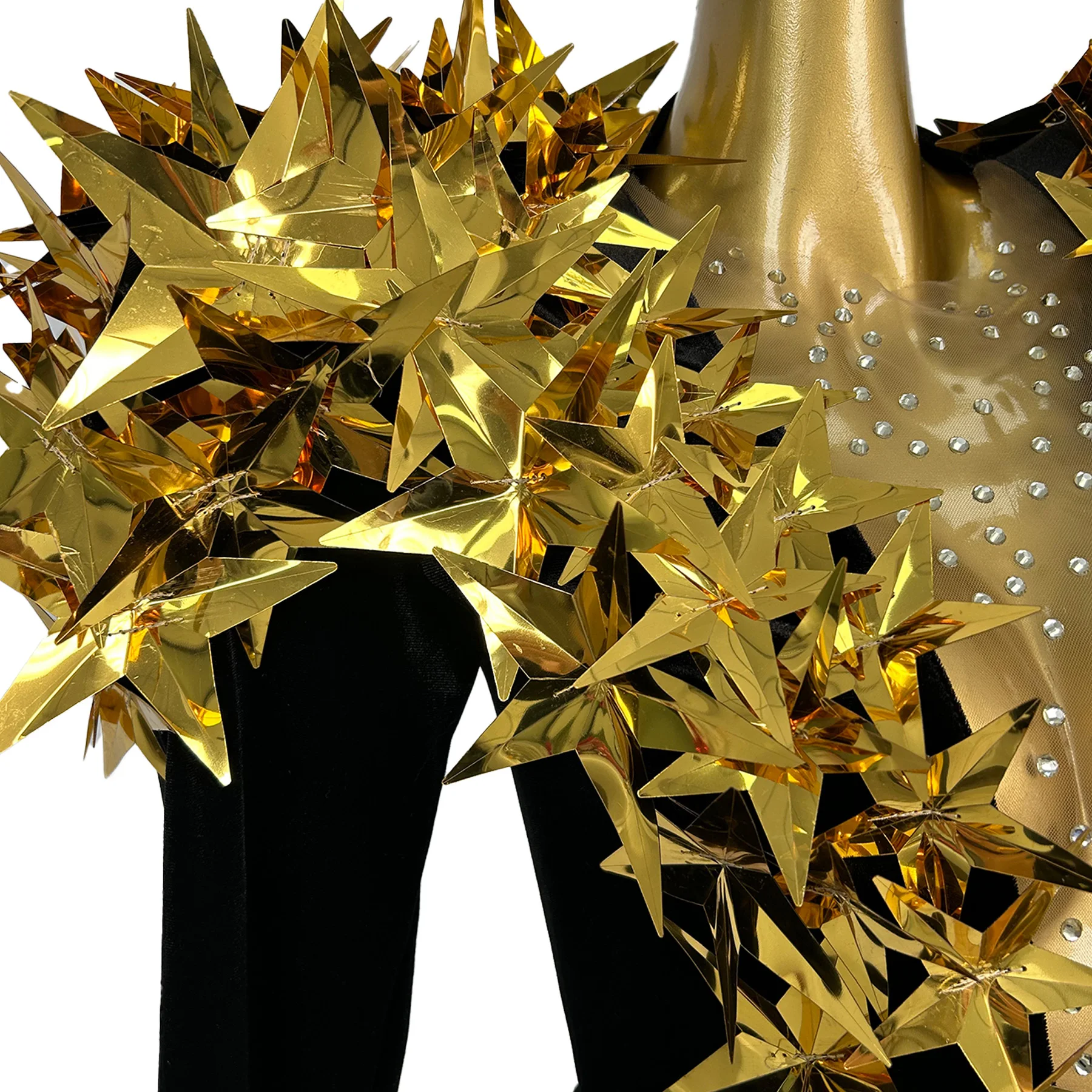 Litixingxing تصميم تحسس المرأة بذلة الذهب ثلاثية الأبعاد ستار مثير منظور شبكة الخامس الرقبة ضيق السراويل بار الملابس عيد ميلاد فستان حفلة موسيقية