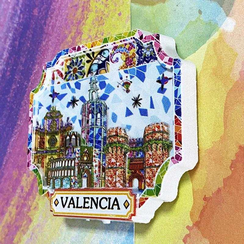 Valencia tourist souvenirs Home Decor Items Valencia Cathedral, Piazza Santa Maria 3D Refrigerator Sticker Collection Crafts,