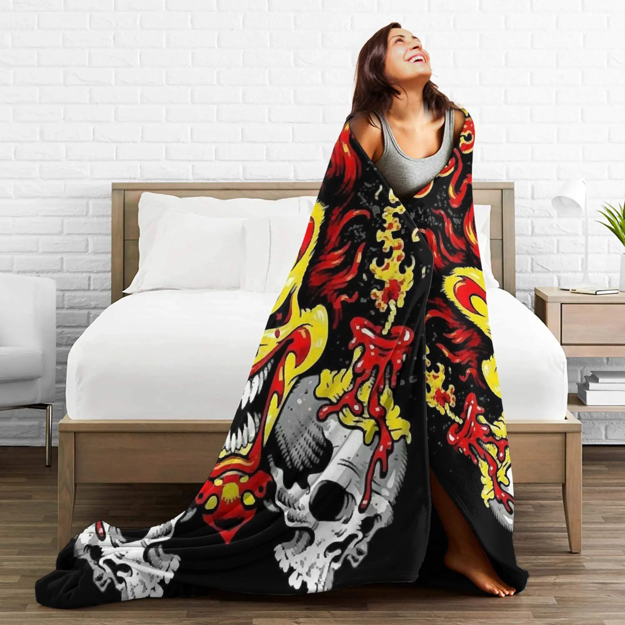 مجنون مهرج بوسي الفرقة بطانيات قطيفة الفتيات الفتيان الفانيلا رمي بطانية للمنزل ديكور سوبر لينة المفرش هدية عيد ميلاد #4