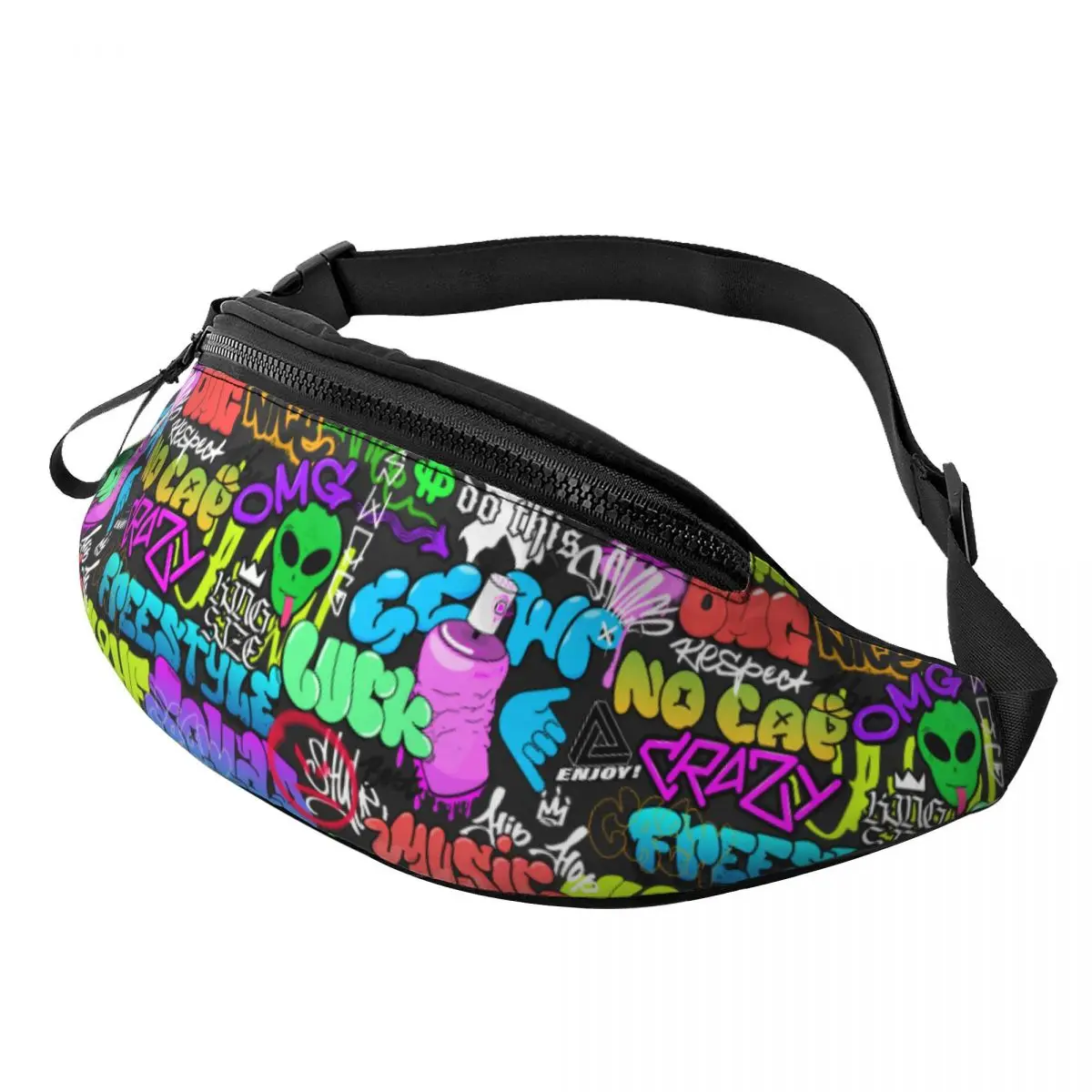 

Custom Hip-hop Culture Street Graffiti Art Fanny Bag Crossbody Waist Pack Men Women Travel Hiking Phone Money Pouch