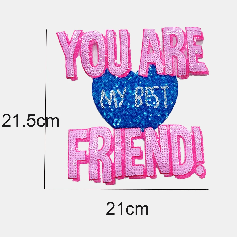 1 Piece 21*21.5 cm Sequined Letter Design Patch Fashion Shining Iron On Patch for Clothing DIY Accessories Back Adhesive