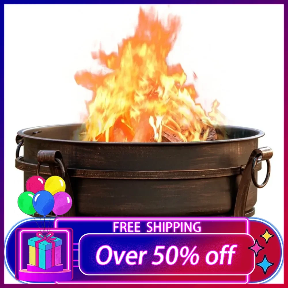 

36 Inch Fire Pit with Grill & Lid, Fireplace & Round Table & BBQ 3 in 1 Fire Pit,Heavy Duty Wood Burning Fires Pits for Outside