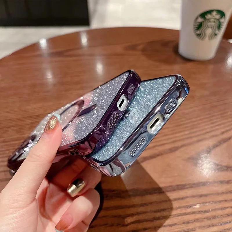Luxury Plating Glitter Magnetic Case For iPhone 15 14 13 12 11 Pro Max Plus For Magsafe Wireless Charging Soft Cover Accessories image 4