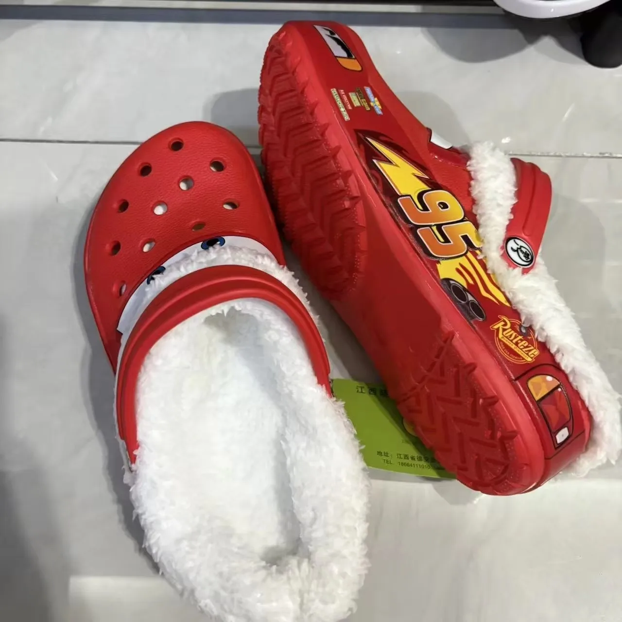 New 95 Mcqueens Pixar Cars Cartoon Solid Waterproof Slippers Hole Sandals Outdoor Sand Sandals Casual Breathable EVA Adult Shoes