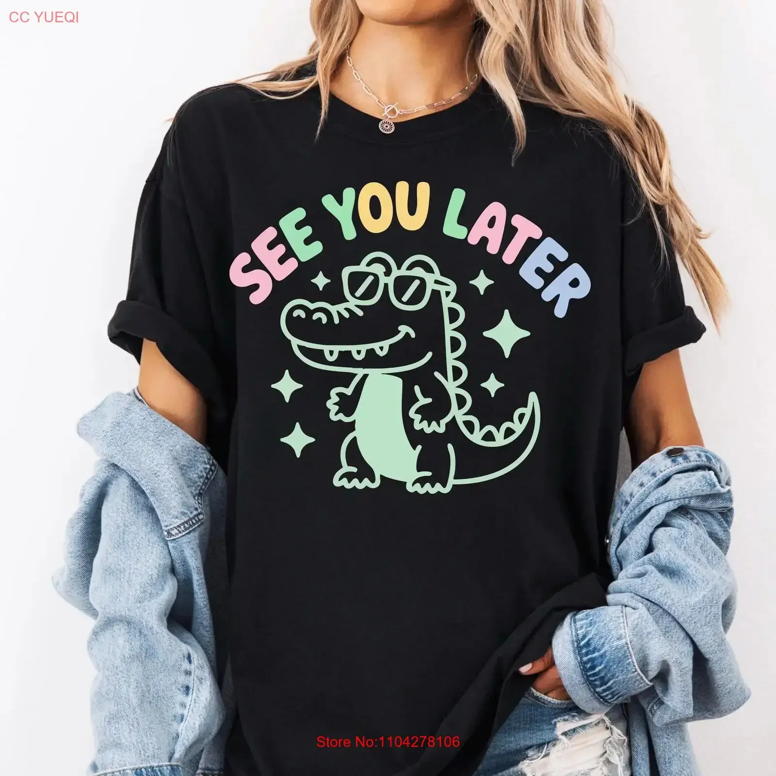 Last Day of School Teacher T Shirt End Year See You Later Alligator Summer  vintage Washed Stretched Top For Everyday Wear