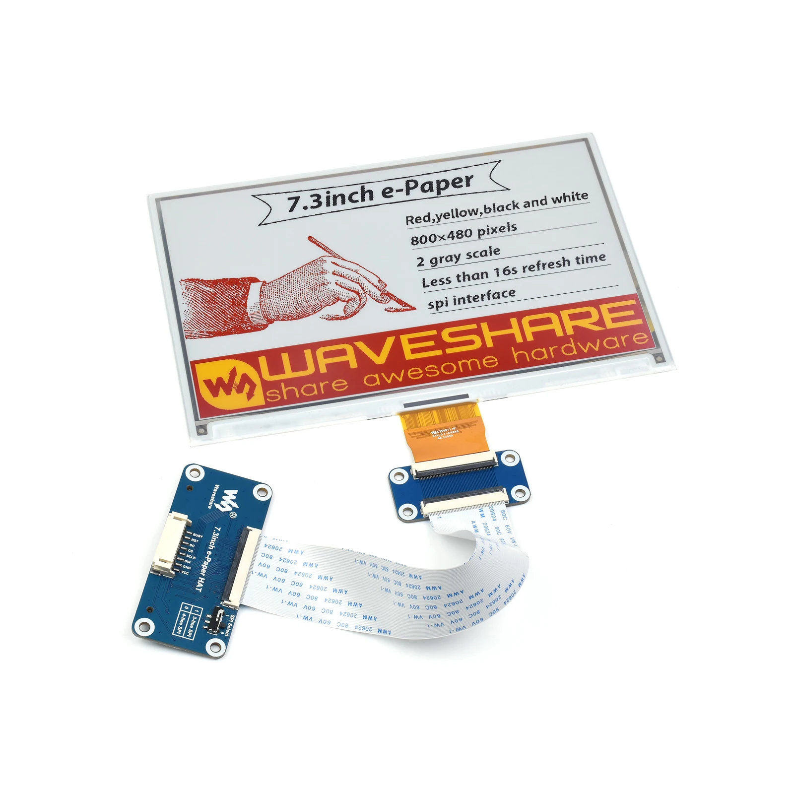 7,3-Zoll-4-Farben-Eink-E-Paper-Erweiterungsboard für Arduino RPI Raspberry Pi Zero 2 W 3B 3 Model B 4 5 Screen HAT Starter Kit