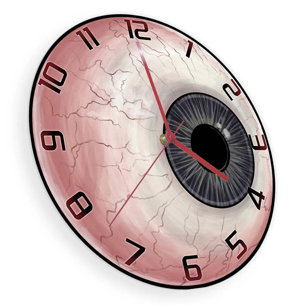 Eyeball Redness Retro Acrylic Wall Clock Spooky Creepy Gothic Eye Ophthalmologic Oculist Doctor Office Decor Silent Wall Clock