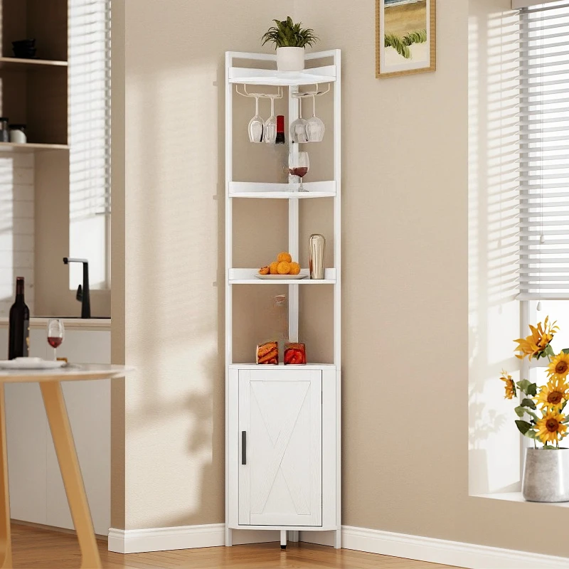 Estantería Esquinera de 71'' de Alto, 5 Niveles con Almacenamiento, Estantería Esquinera para Libros, Estante de Almacenamiento para Plantas para Sala de Estar