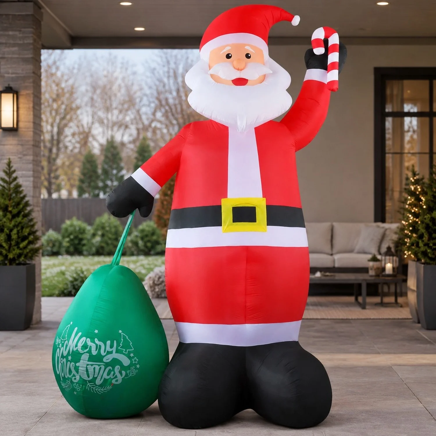 14 FT Lighted Christmas Inflatable Decoration, Giant Santa Claus with Large Gift Bag, Blow Up Yard Built-in LED for Holiday