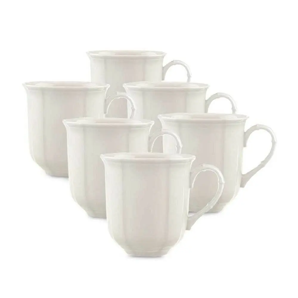 

Manoir Collection Coee Mug, Set o 6-10oz Mugs, Premium Porcelain, Made in Germany, Rich, Creamy White