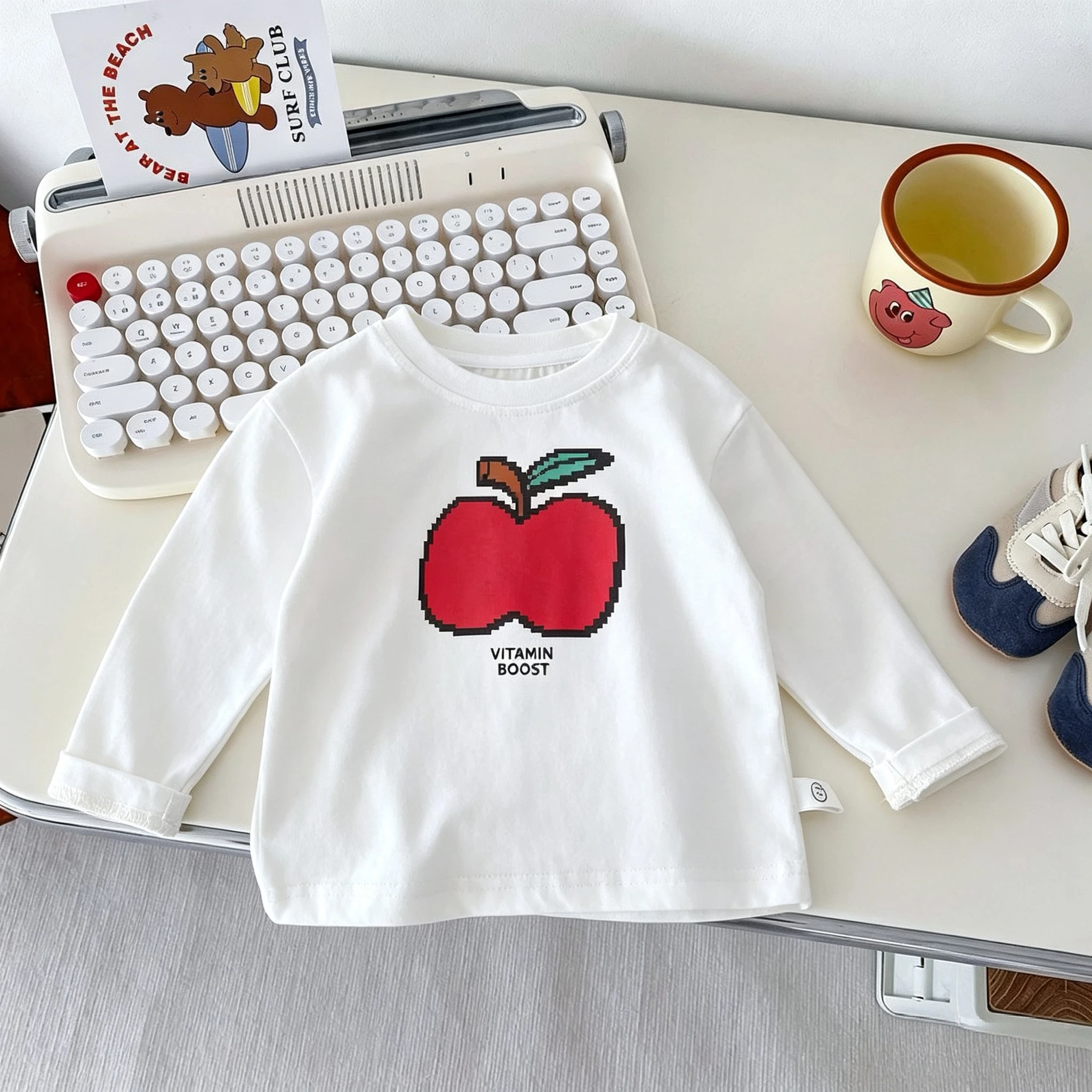 Printed Fruit Kids Girl Long Sleeve T-shirt Simple Fashion Children Autumn Clothing Bottoming Shirt Casual Versatile Blouse NEW