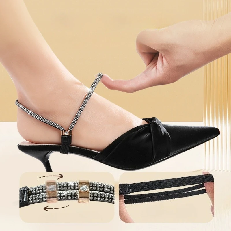 New Dual-purpose Tie Shoelaces, High-heeled Shoes Sandals No Heel Strap No Installation Light Luxury and Adjustable Elasticity
