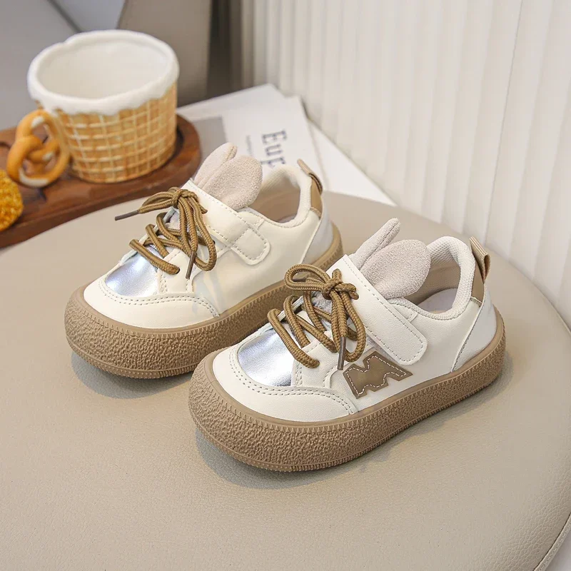 

Kids Skate Shoes with Cute Rabbit Ear Children Casual Shoes Toes Capped 2025 New Fashion Boys Girls Flat Shoes Soft Bottom Sweet