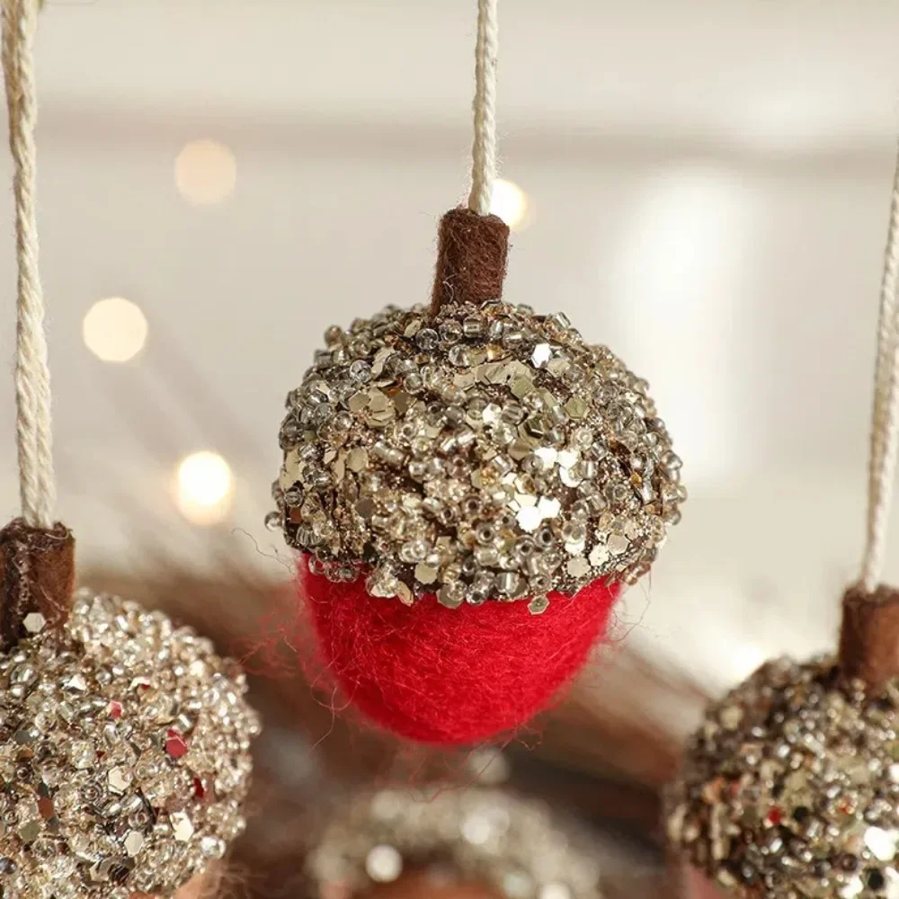 Ornament Christmas Tree Decor Hanging Pendant Gifts Wool Felt Acorn Pine Pendant Small Christmas Tree Pendant New Year view 4