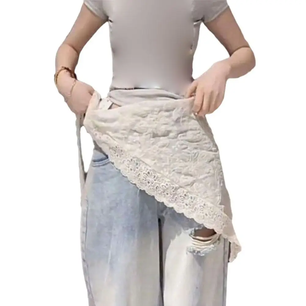 Rok Mini Renda Bunga Bordir Model Irregular Y2K Streetwear Rok Berkerut Desain Tali Serut Pinggang Tinggi Rok Lipit