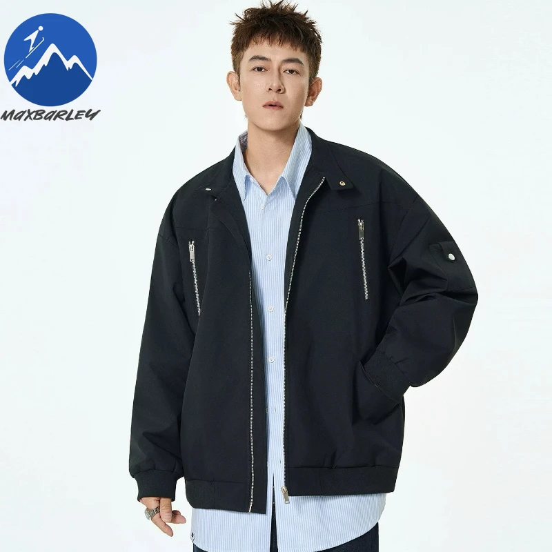 

Maxbarley Designer Motorcycle Jacket Men 2025 Autumn Retro Solid Color Windproof Baseball Jackets Normcorers Riding Coat